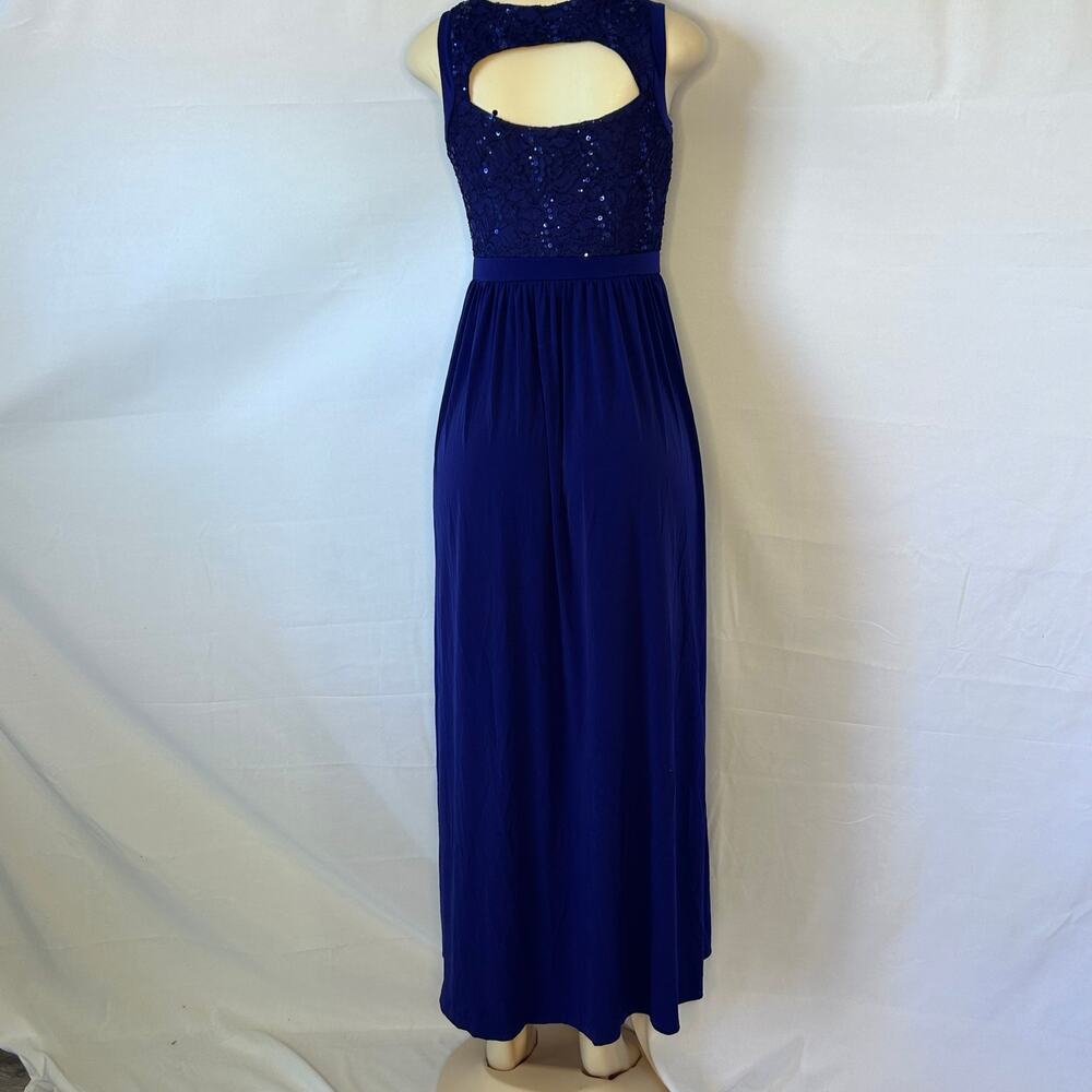 Candalera Purple Sequin Lace Maxi Dress S Open Back Formal Gown